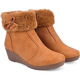 Women's LYF-04 Ankle Length Block Heel Stylish And Fashionable Boots Side Zip