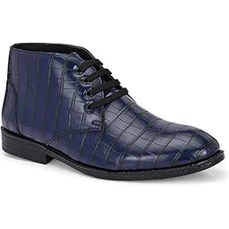 Men's Crocodile Pattern Artificial Leather Boots, Lace-up, Brown