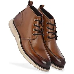 Stylish Leather Boots with Ultra-Light EVA Sole & Contrast Stitching