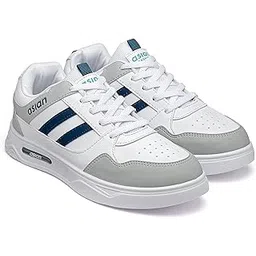 Men's BOSTON-02 White Casual Sneaker Shoes with Synthetic Upper Lightweight Comfortable Mid Top Sneaker Shoes for Men's & Boy's