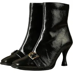 Women Hendrix Square-Toe Ankle Boots | Chic Kitten Heel Winter Boots with Side Zip | Stylish & Comfortable for Work, Party & Casual Wear