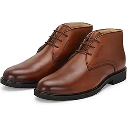 Stefano – Dark Tan Full-Grain Leather Chukka Boots for Men | Handmade Lace-Up Ankle Boots | Casual Mid-Top Leather Shoes | TPR Sole