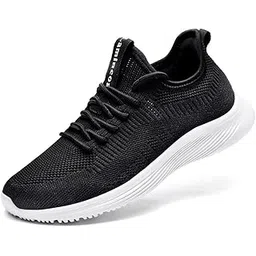Women's Memory Foam Tennis Shoes Lightweight Comfortable Casual Mesh Slip On Athletic Walking Sneakers Black White Size 9.5