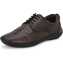 HITZMen's Brown Leather Casual Lace-Up Shoes