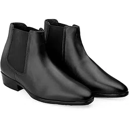 Men's 3.5 Inch Hidden Height Increasing Faux Leather Material with Casual Formal Chelsea Slipon Boot.