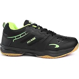 Pro ASE Non-Marking Badminton Shoes - Lightweight & Durable, Perfect for Squash, Table Tennis, Pickleball & Indoor Sports | X-Cushion, Active Grip Sole, Toe Assist | Men, Women, Unisex | Blue,Black,White