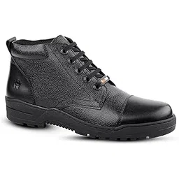 Wildfoot Tango Unisex Police Boot | Smooth Full Grain Uniform Leather Shoes for Men & Women | Lace Up High Ankle Shoes | Combat Boots for Commando, Military, Army, Security Boot (Black, 09 UK/INDIA, UK Footwear Size System, Adult, Men, Numeric Range, Medium, 5, 12)