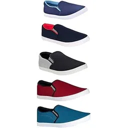Sneakers Loafers PVC Sole Casual Slip-On for Men's & Boy's (Multicolor, Pack of 5)