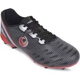 Liberty Freedom Joga Sports Lacing Football and Soccer Shoes for Men - Grey & Black | High Grip, Quick-Wear Elastic Laces | Comfortable, Lightweight and Athletic Footwear | Hard Grassy Ground Surfaces
