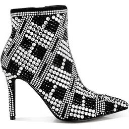 Rhinestones Studded Stiletto Heel Boots