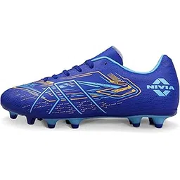 Neuron Football Studs for Men, Synthetic Leather Upper, TPU Blade Stud Sole, Dual Foam Collar, Ideal for Hard, Grass & Turf Surfaces(Blue/Sky Blue)