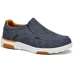 Men's Slip On Loafers Arch Support Boat Shoes for Extra Cushioning and Pain Relief Canvas Leisure Vintage Flat Walking W1-denim