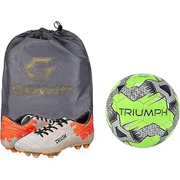 Football PVC Boss Green with Gowin Football Shoe Crush Silver Orange Size-8