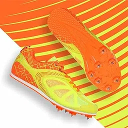Vector X Bolted Running Spike Shoe for Men with Removeable Spike Green-Orange