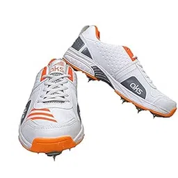 Australia Cricket Spikes With Nails White/Orange Size 6 With Wrist Band Cotton 3" Milange Red