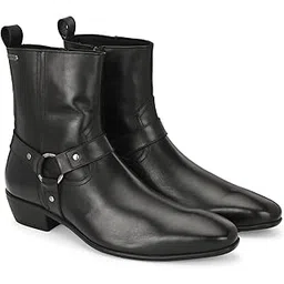 Black Mens Western leather boots with harness 90450