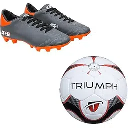 Football Pu M-90 with Gowin Football Shoe Ace Grey Orange Size-5