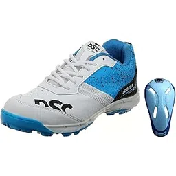 DSC Zooter Cricket Shoe for Men and Boys, Size-7 UK (White-Blue) Armour Cricket Abdominal Guard (Mens, Multicolour)