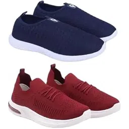 Women’s Lace-up & Slip-On Style Combo Lightweight Knit Sneakers67_MrnDBlu