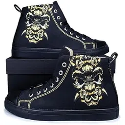 Women's Printed High Ankle Canvas Sneakers | Sneakers for Women | Stylish Casual Shoes | Comfortable & Lightweight Shoes for Girls & Womens