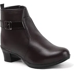 Women's Chelsea Ankle Boots | Block Heel Slip-On Booties | Chic, Cosy Synthetic Leather Shoes for Everyday Fall/Winter Wear, Travel, and Work