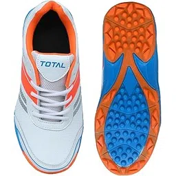 Total True Cricket Shoes for Men & Boys Rubber Spike Sole Lightweight & Breathable Mesh Non-Slip Grip Sports Shoes for Turf, Hard Ground & Practice Matches