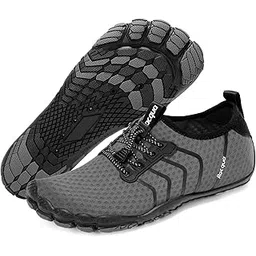 Water Shoes Quick Dry Barefoot Beach Aqua Sport Swim Surf Pool Hiking Diving Walking for Men Women, Wz111-deep Grey, 9.5 Women/8.5 Men