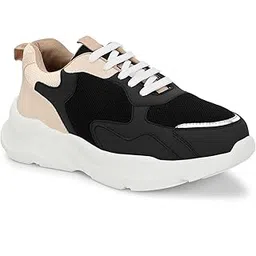 Women Chunky Sneaker | Cushioned Insole for Comfort | Stylish Lace-Up Design | Perfect for Casual Shoe for Girls (A6842)