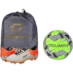 Football PVC Boss Green with Gowin Football Shoe Crush Silver Orange Size-6