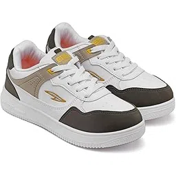 Men's BOSTON-01 White Casual Sneaker Shoes with Synthetic Upper Lightweight Comfortable Mid Top Sneaker Shoes for Men's & Boy's