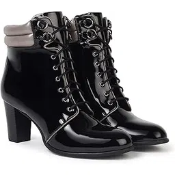 Midnight Gloss OG Ankle Boots for Women | Extra Cushion Comfort, Skin-Friendly & Lace -Up | Trendy, Stylish & Perfect for Winter or Holiday Outings