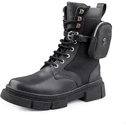 Assassin Brushed Leather Combat Boots for Men with Detachable Coin Pocket with Adjustable Strap and a Chunky Rubber Lug Sole | Genuine Leather Boots
