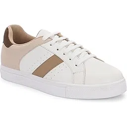 Women's Casual Shoes | Colorblock Sneakers with Ultra Soft Cushion Lace-Up Shoes All-Day Comfort | Trendy & Lightweight Design | Low Top Flat Sole (7604)