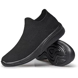 Womens Shoes Slip-on, Walking Shoes Lightweight Flats Shoes Breathable Comfortable for Running Jogging Work Full Black, 9.5