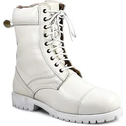 Snow White Leather 10 INCHES Long Boots with Original Fur. ARTICLE-701 UK 5 to 12