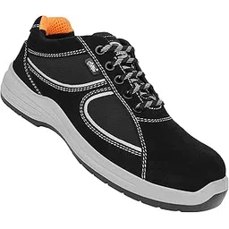 Allen Cooper AC-1582-BLACK-08 Safety Sneakers, Ergonomic Design, Composite Toe Cap, Slip Resistant, Dual Density Shock Absorbing PU Sole, BIS Certified, Metal Free - Size 8