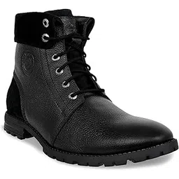 Genuine Premium Leather Luxury Memory Foam High-Top Boots Shoes For Men(ACCS-858,Black,Size-6,7,8,9,10,11)
