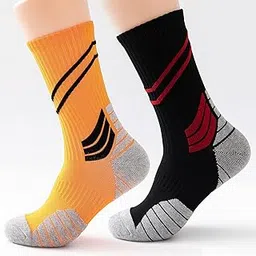 Men Cycling So s Stri d Elastic Breathable Anti-Slip Towel Bot Running Basketball Sports Sto ings Two Pairs