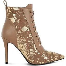 Abstract Pattern Lace-Up Ankle Boots