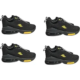 Men’s Black Mesh Running Shoes | Lightweight Casual Sports Sneakers | Set of 2