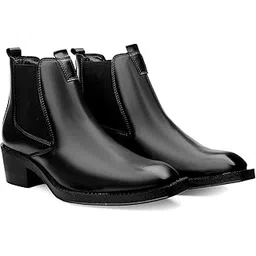 Men's 2 Inch Heel Height Increasing Faux Leather Material With Casual Formal Slipon Chelsea Boot.