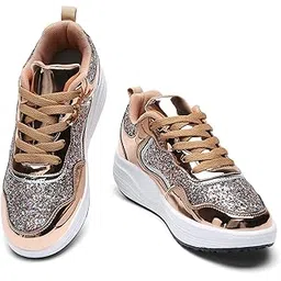 Women's Walking Shoes Glitter Comfort Lightweight Wedge Platform Athletic Tennis Sneakers