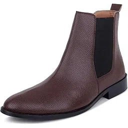 Milled Leather Brown Chelsea Boots for Men | High Ankle Boots, Soft Cushioned Insole, Slip-Resistance, Arch Support & Shock Absorption