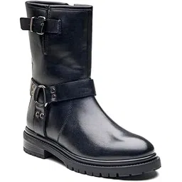 Women's Biker Boots Lace up Mid Calf Motorcycle Fashion Festival