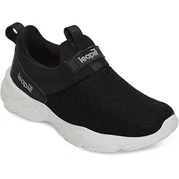 Leap7x JIMNY-61E Non-Lacing Sports Walking Shoes for Women - Black & Purple | Comfortable and Durable - Suitable for Slip-On Gym, Jogging and Outdoor Shoes for Ladies - Cushioned Footbed