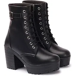 Amazing Design Women's Ankle Length Block Heel Stylish Fashionable Black Boots | Boots For Women