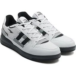 Men's JASPER-18 WHTBLACK Casual Sneaker Shoes with Synthetic Upper Lightweight Comfortable Mid Top Sneaker Shoes for Men's & Boy's