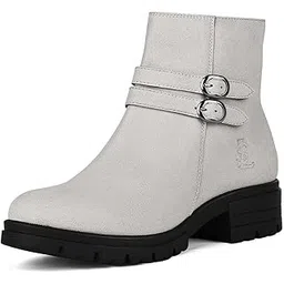 Women’s Mid-Top Ankle Boots | Elegant Buckle Chelsea Boots with Zipper| Slip-On Boots for Women | Boot for Casual Outings| LSLD-CLBT