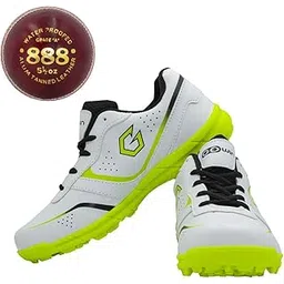 Gowin Academy White/Green Cricket Shoes Size-4 with TR-888-R Cricket Leather Ball Alum Tanned Red
