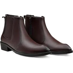 Men's 1.5 Inch Block Heel Height Increasing Faux Leather Material, Casual Formal Slipon Chelsea Boot And Outdoor Boot